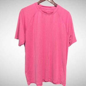 Peter Millar Crown Sport Mens Large Solid Pink Short Sleeve Crew Neck Pre Owned